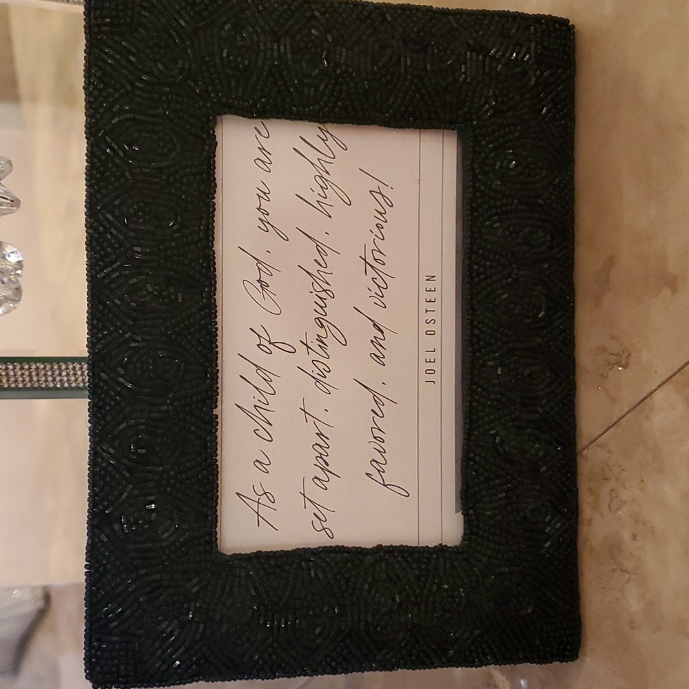 **SALE**Black Beaded Frame w/quote nwot